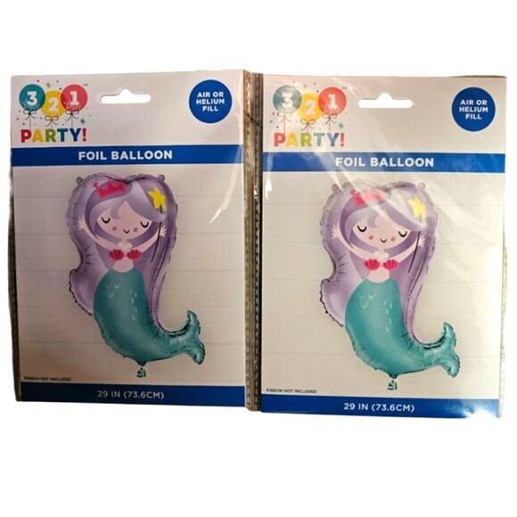 Giant 29" Pink Mermaid Balloon, Mermaid Foil Balloon - 2 Pack - Picture 2 of 3